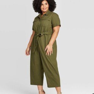 Ava & Viv Short Sleeve Utility Jumpsuit (2X)